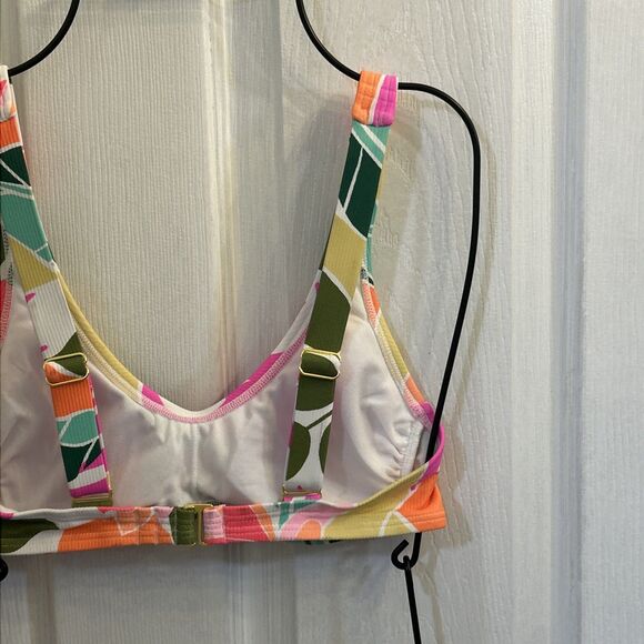 NWT Xhilaration Ribbed Bralette Bikini Top Small 0-2 Tropical Print Swimwear - Picture 9 of 16